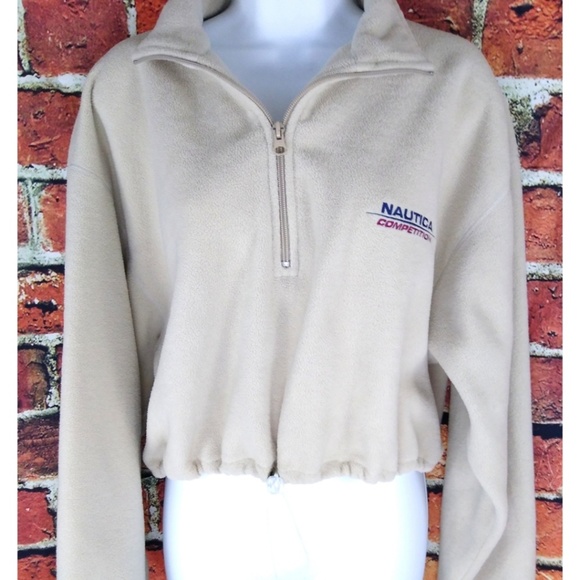 Nautica Tops - Vintage Nautica Custom Crop Half Zip Fleece L